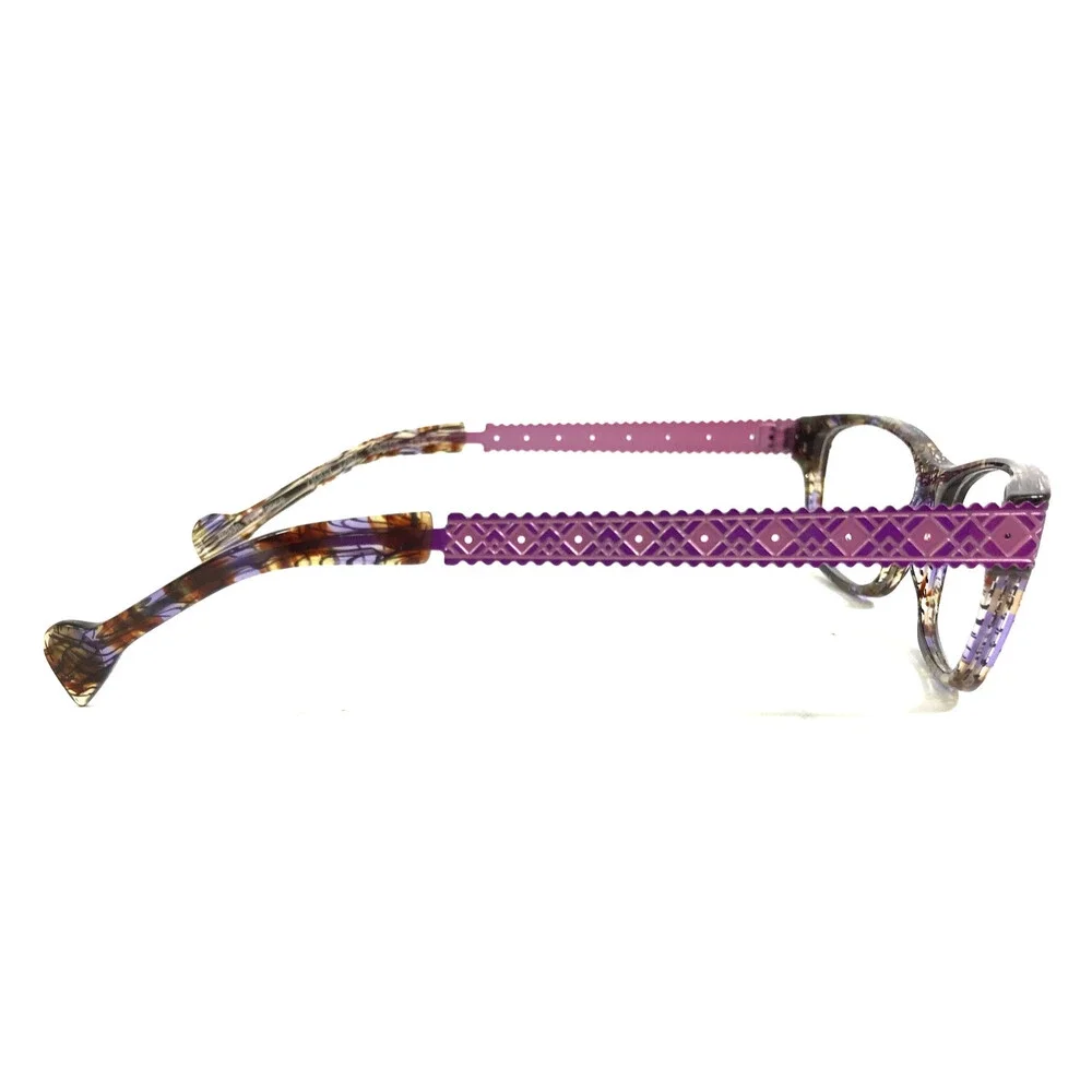BOZ Eyeglasses Frames ZIGGY 7282 Brown Marble Purple Argyle Arms 53-15-137